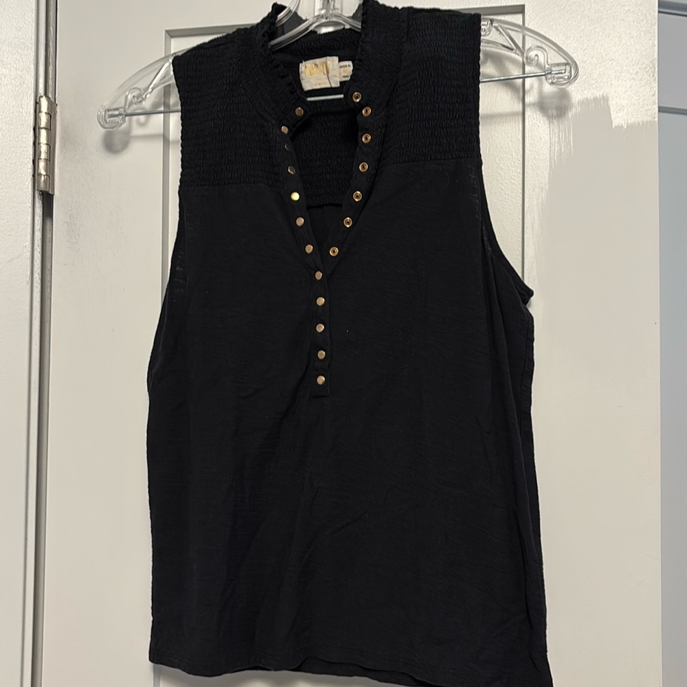 Nation LDT black smock neck sleeveless shirt in black